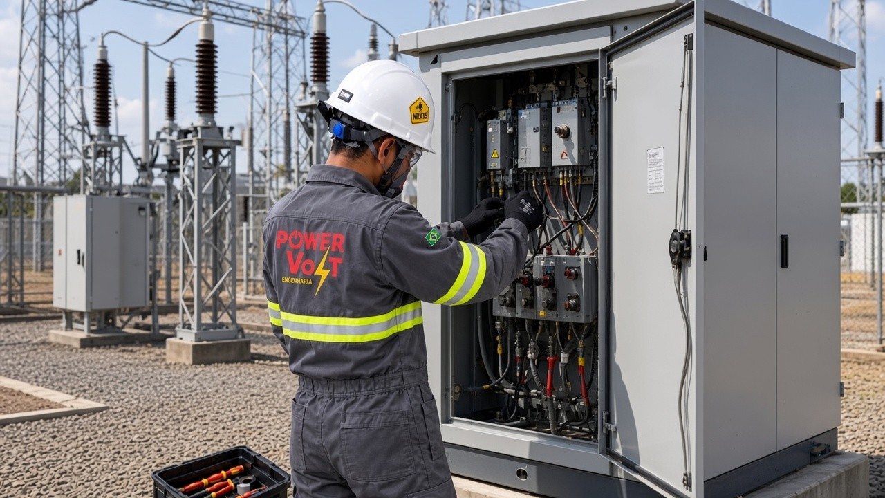 Técnico Power Volt em painel elétrico industrial